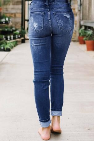 Bombažne raztrgane kavbojke z leopardovimi obliži Monica