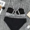 Črn bikini Niki z leopardjim motivom