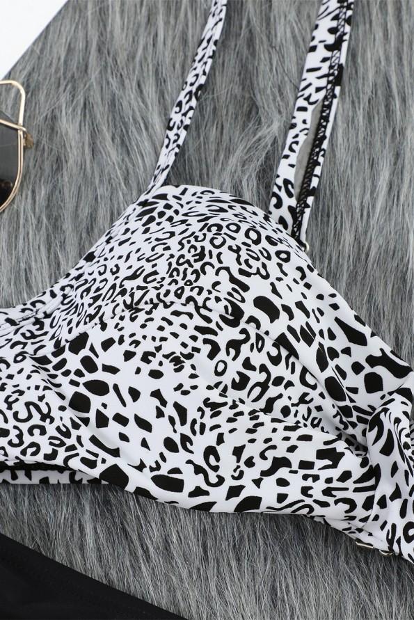 Črn bikini Niki z leopardjim motivom