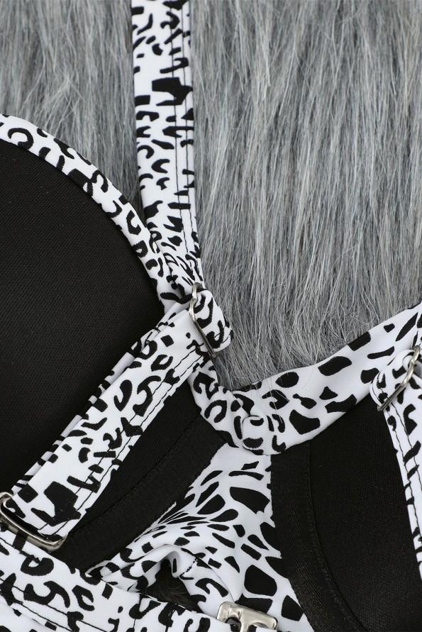 Črn bikini Niki z leopardjim motivom