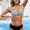 Črn bikini Niki z leopardjim motivom