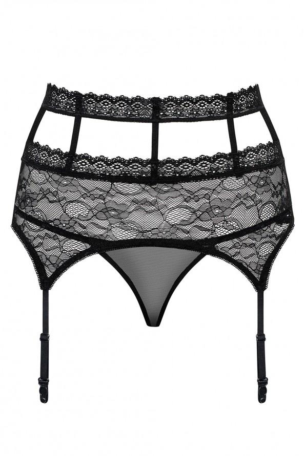 Črn čipkast podvezni pas Addilyn