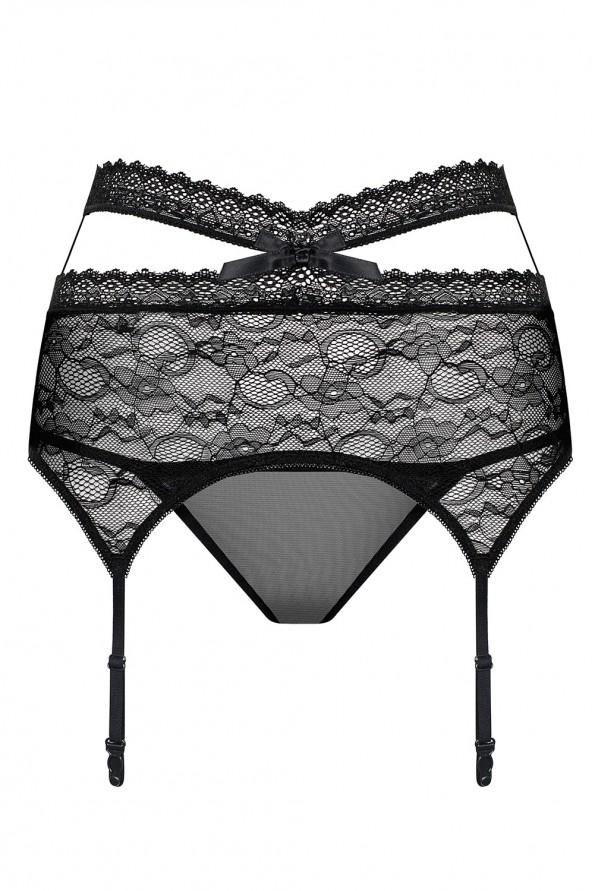 Črn čipkast podvezni pas Addilyn
