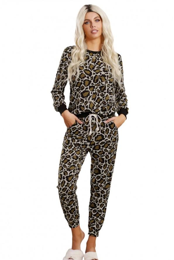 Črn komplet Stella z leopardjim potiskom
