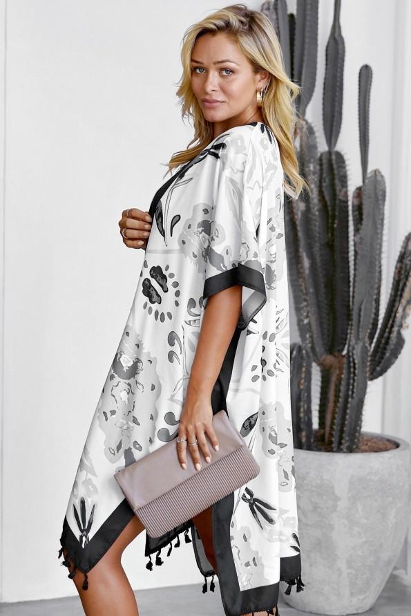 Črn ohlapen kimono Ember za plažo