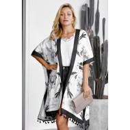 Črn ohlapen kimono Ember za plažo