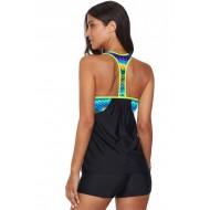 Črn tankini komplet Keira z barvnimi naramnicami