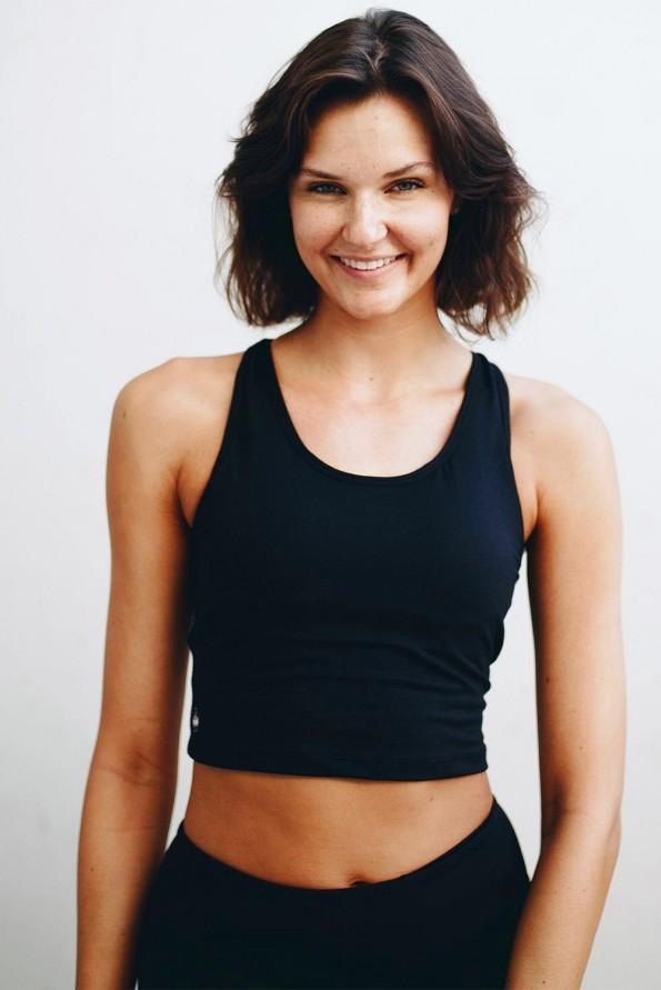 Črn top Brinley z vezicami