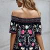 Črna bluza Alivia s cvetličnim potiskom
