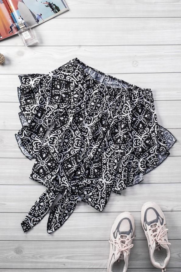 Črna bluza Angelica z odprtimi rameni in vozlom