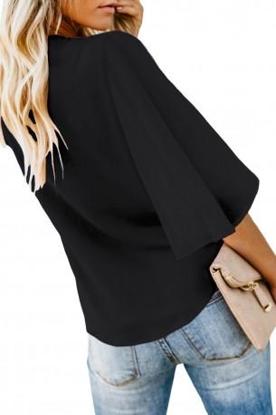 Črna bluza Charley z vozlom