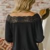 Črna bluza Frances z vratom iz čipk