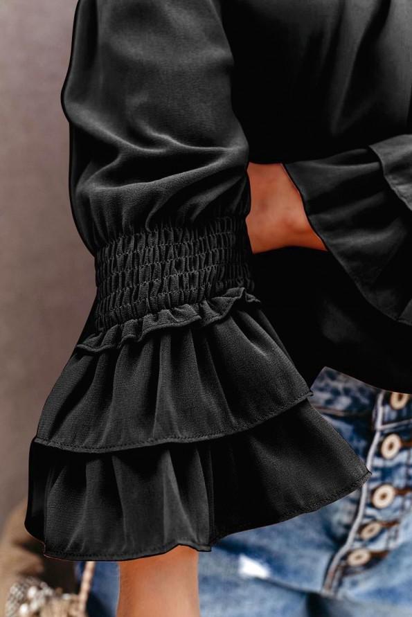 Črna bluza Lainey s carmen izrezom