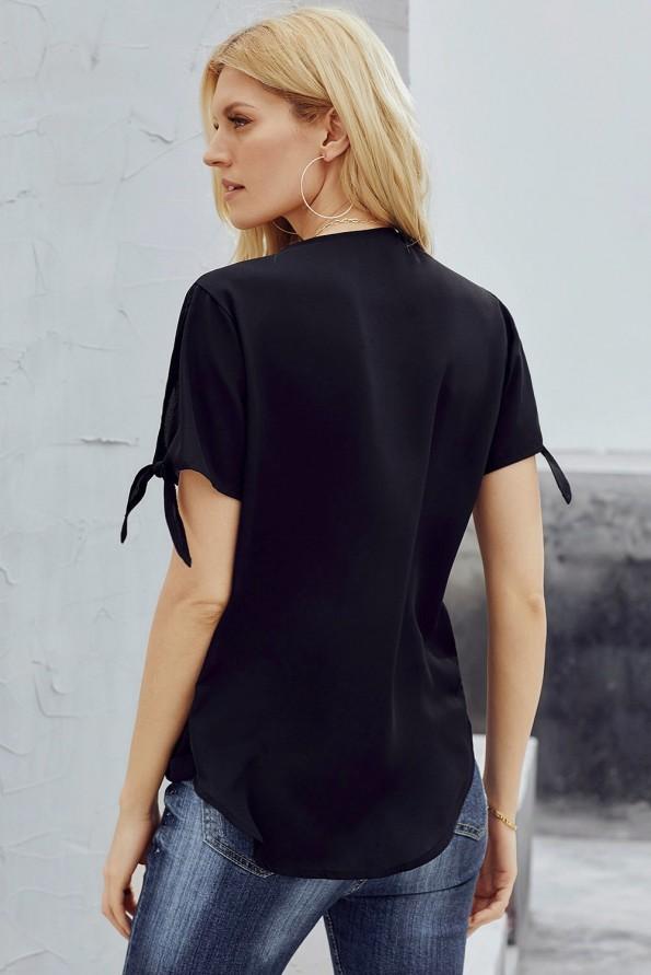Črna bluza Xiomara z draperijo
