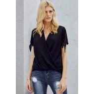 Črna bluza Xiomara z draperijo