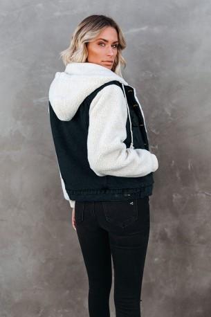 Črna jakna na gumbe Iva