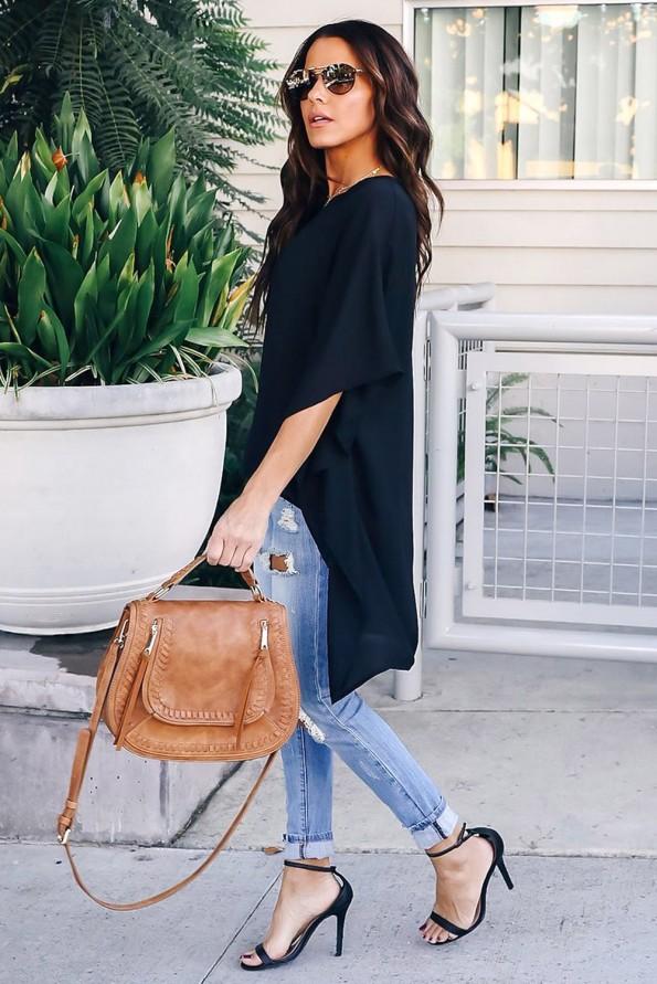 Črna kimono bluza Lauryn
