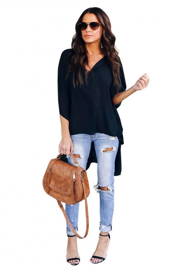 Črna kimono bluza Lauryn