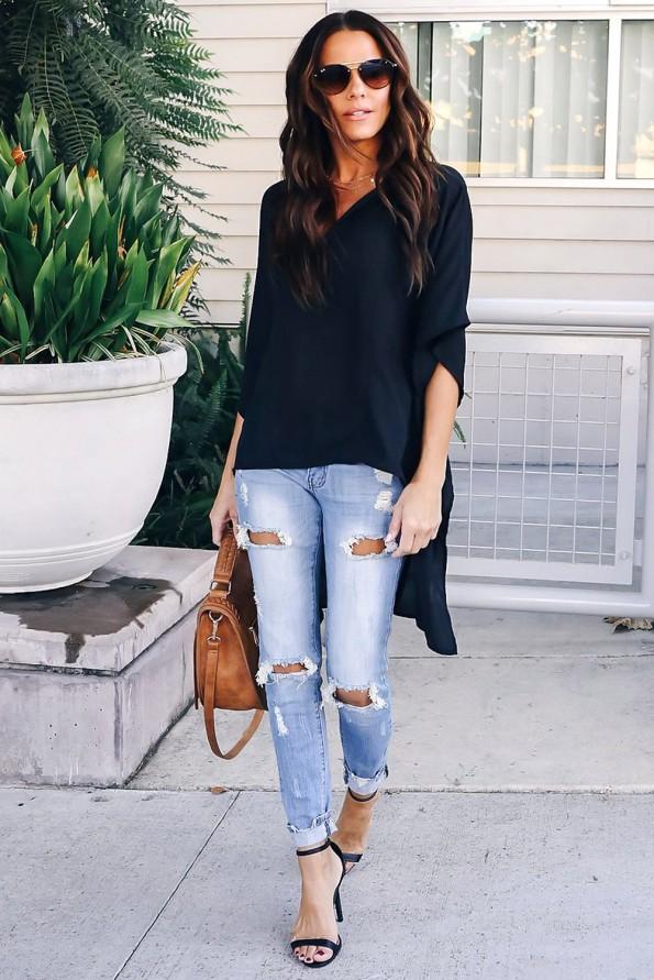 Črna kimono bluza Lauryn