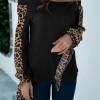 Črna kontrastna leopard dolga majica rokava brez rokavov Charlotte