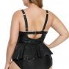 Črna moder peplum tankini Leanna za močnejše
