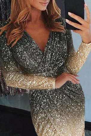 Črna ombre obleka Amanda z bleščicami