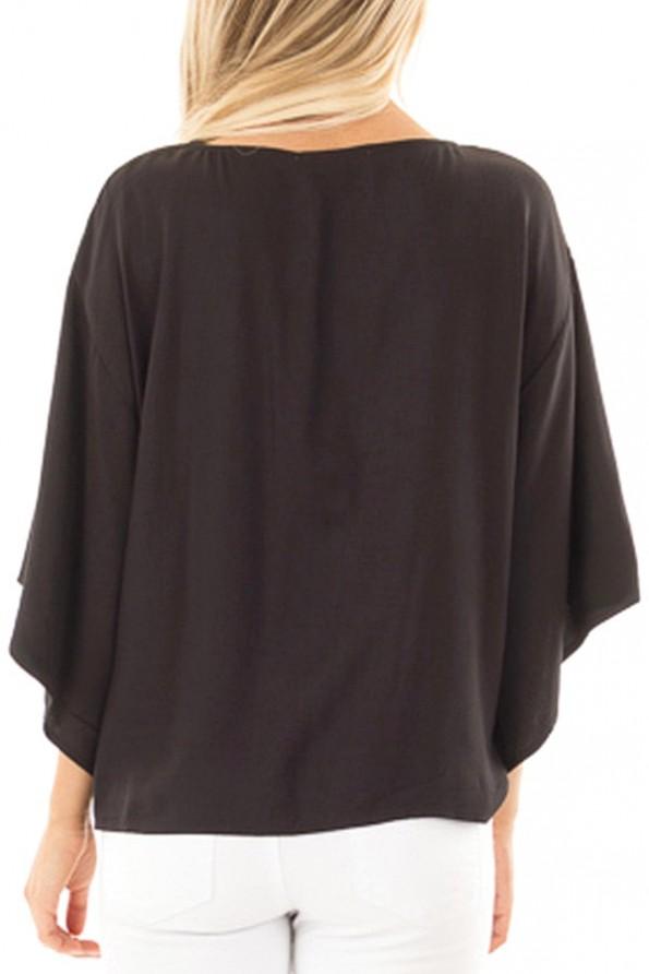 Črna udobra kimono bluza Cynthia