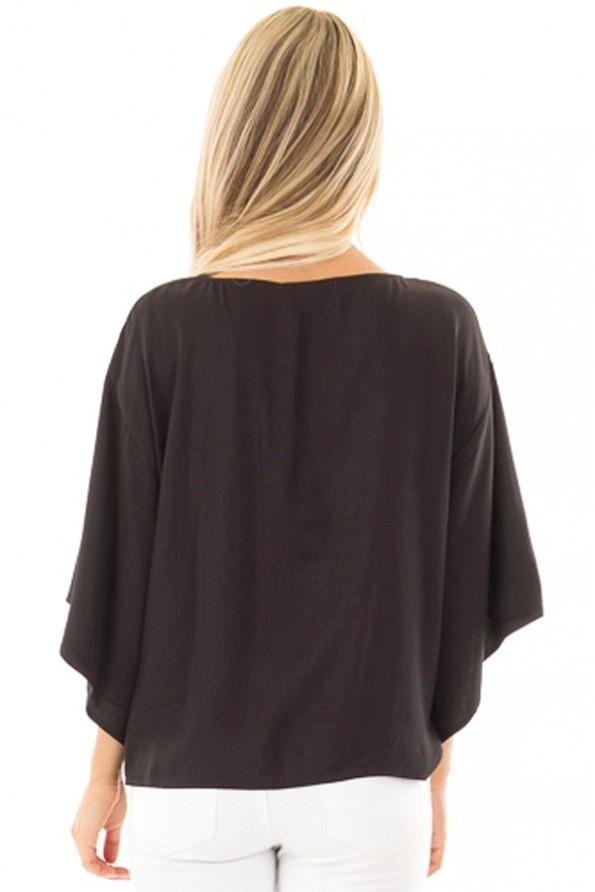 Črna udobra kimono bluza Cynthia