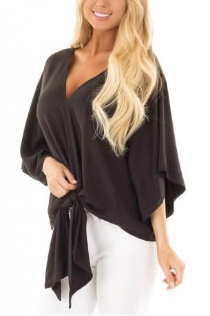 Črna udobra kimono bluza Cynthia