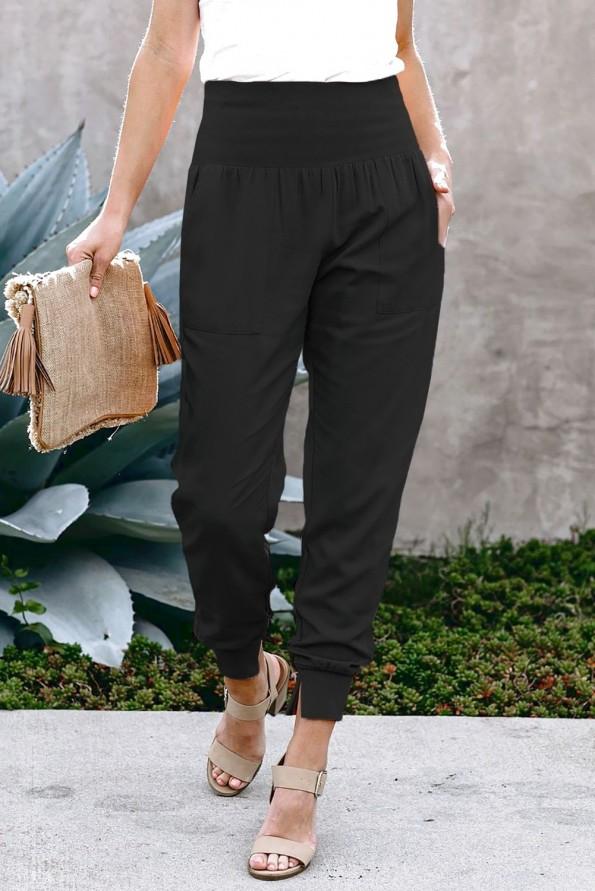 Črne jogger hlače z žepi Millie