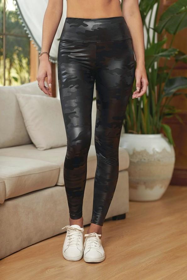 Črne kamuflažne pajkice iz bombaža Elizabeth z visokim pasom