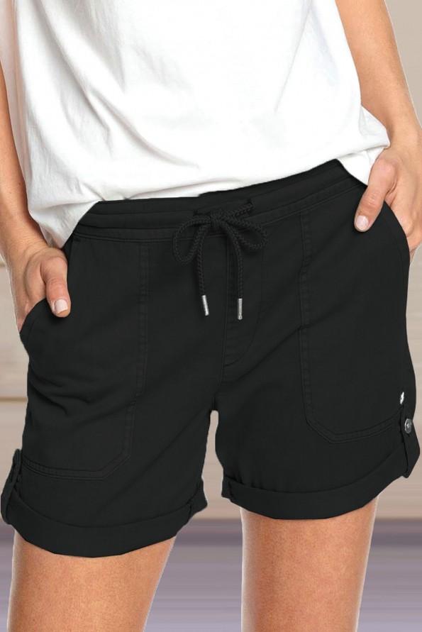 Črne kratke hlače Summer z elastičnim pasom