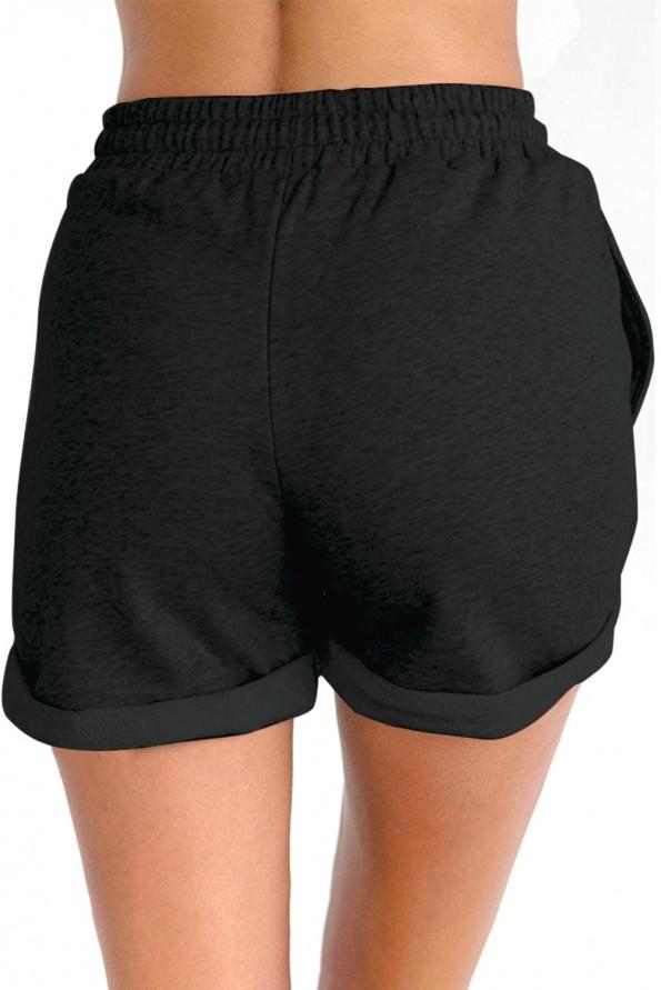 Črne kratke hlače z zavihanim robom Aubree