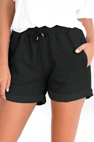 Črne kratke hlače z zavihanim robom Aubree