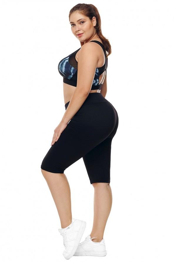 Črne kratke športne leggins Dallas za močnejše