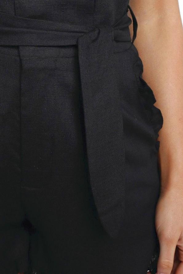 Črne nabrane kratke hlače Gianna z visokim pasom