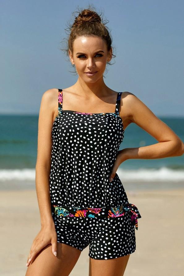 Črne pikčaste tankini kopalke Meghan