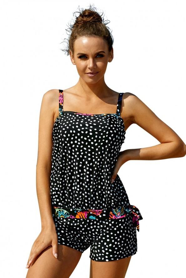 Črne pikčaste tankini kopalke Meghan