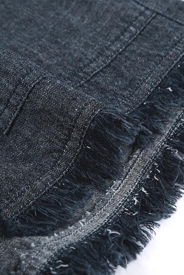 Črne razcefrane bombažne jeans kratke hlače z žepi Peyton