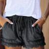 Črne razcefrane bombažne jeans kratke hlače z žepi Peyton