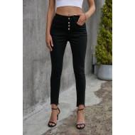Črne raztegljive kavbojke iz jeansa z visokim pasom  Jasy