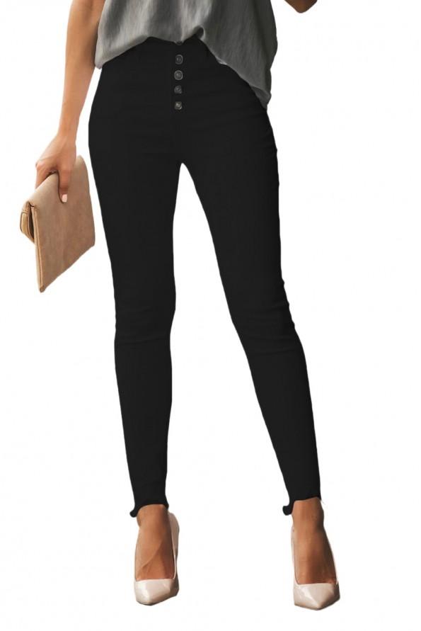 Črne raztegljive kavbojke iz jeansa z visokim pasom  Jasy