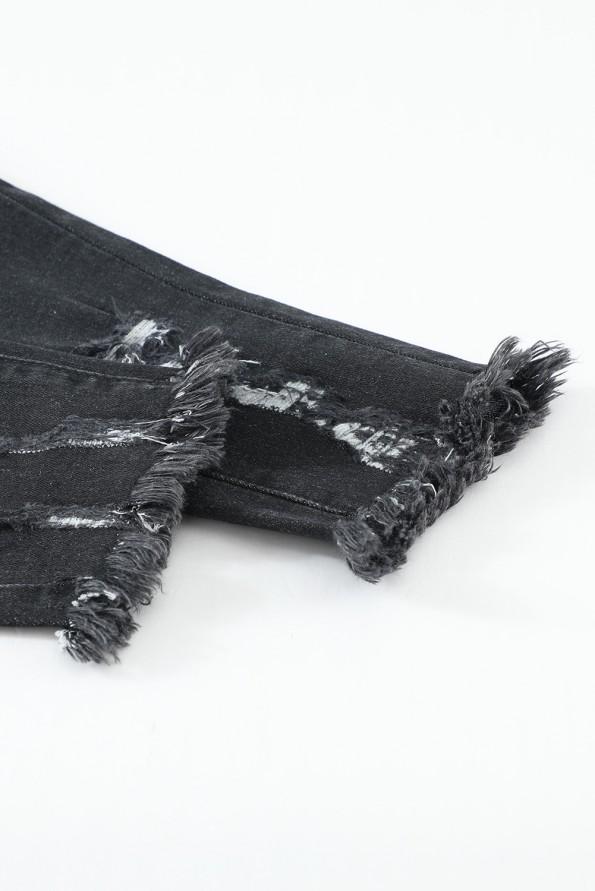 Črne raztrgane jeans kavbojke Sasha