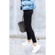 Črne raztrgane kavbojke Brielle z visokim pasom