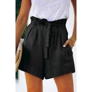 Črne rustikalne hlače s pentljo Valerie