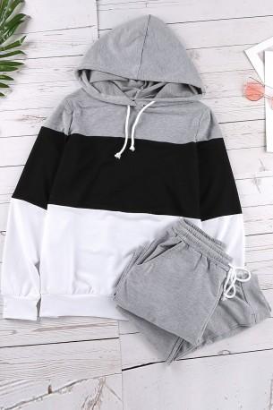 Črne športne hlače s vezalkami in pulover Juliette s kapuco