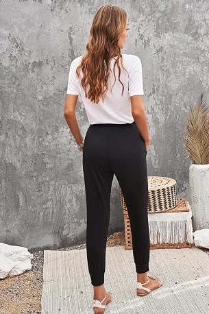 Črne žepne hlače z vrvico v žepu Milani