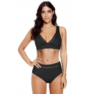 Črni bikini Kora z obrobnimi rezicami