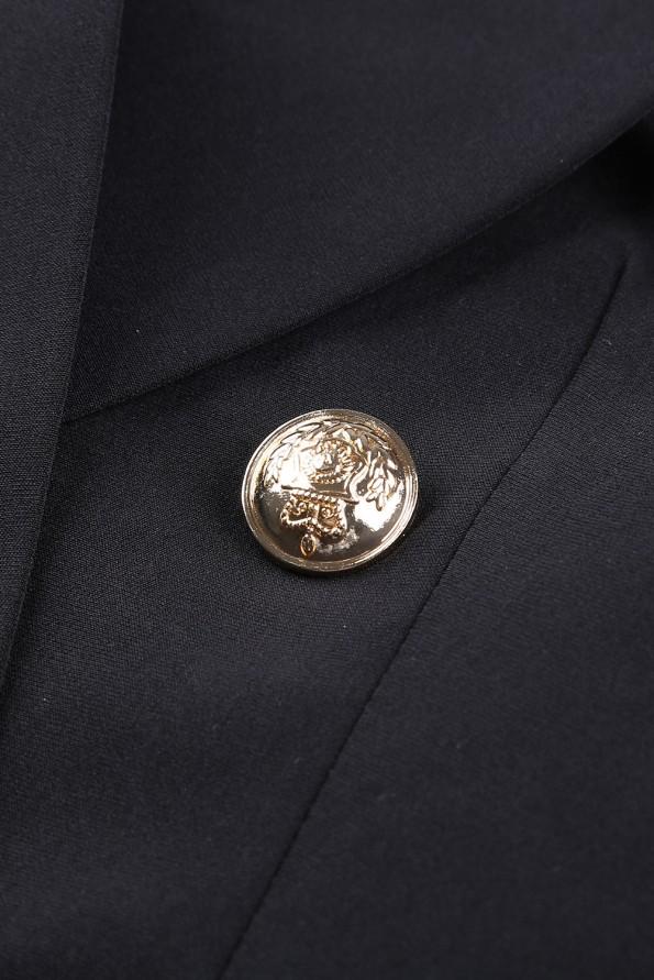 Črni suknjič z mašetnimi gumbi zlate barve Jane