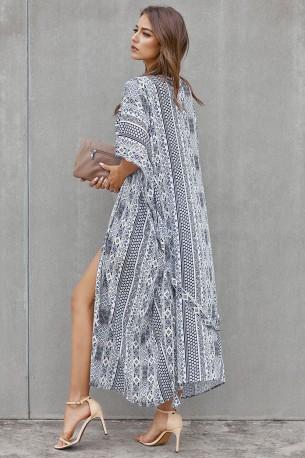 Črno bel bohem kimono Brynlee